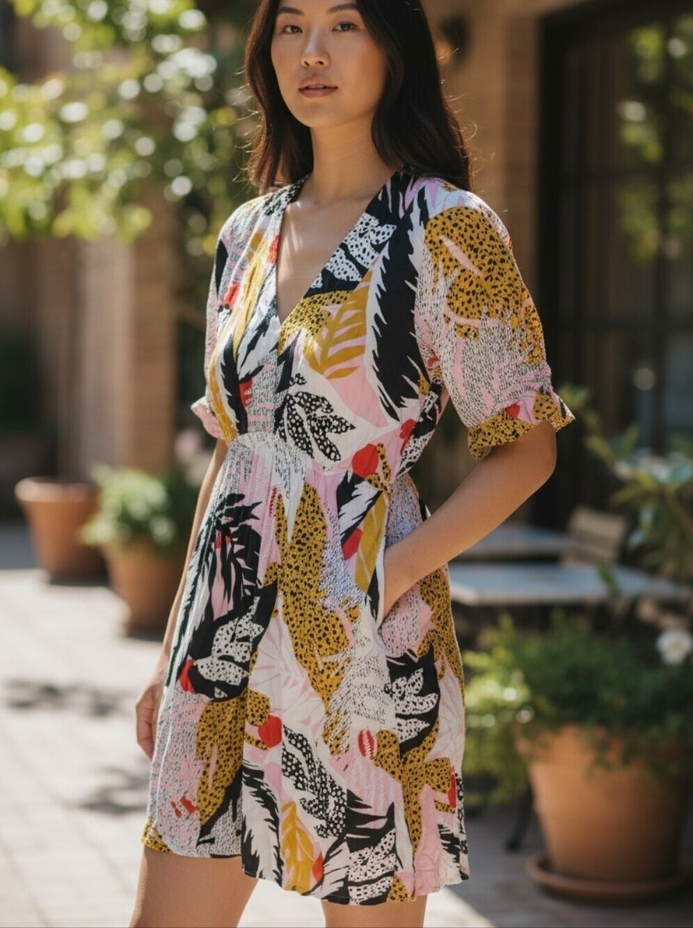 Dagg & Stacey Tropical Print Light Fabric Summer Dress